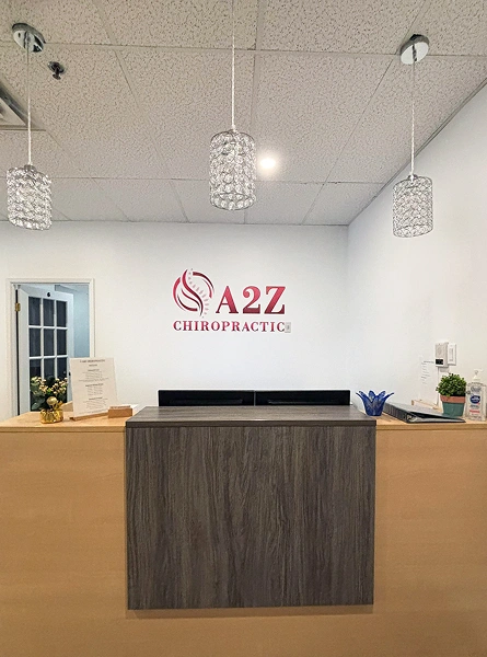 a2z chiropractic reception desk at clinic in toronto